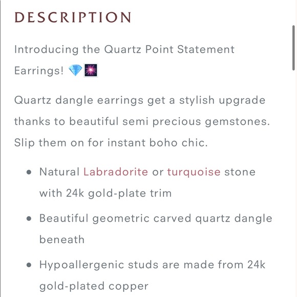 Quartz Point Statement Earrings - New - Picture 4 of 16